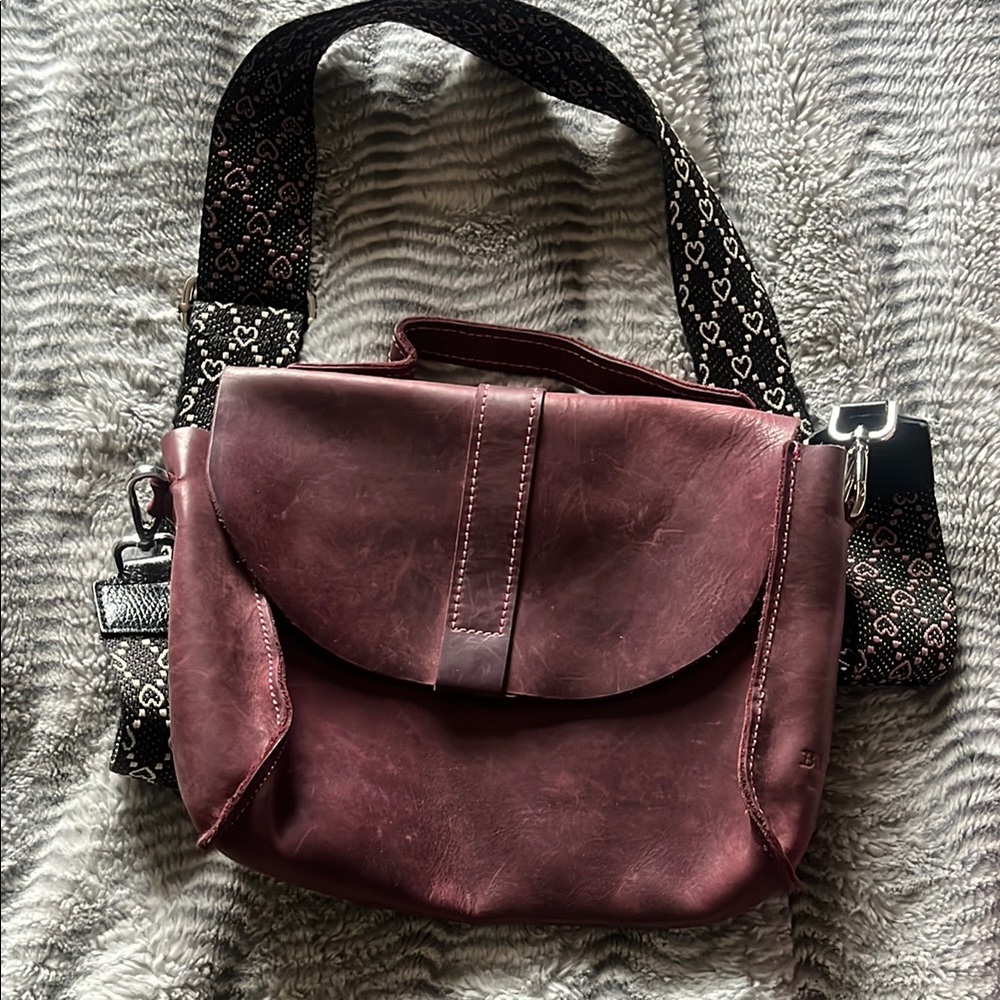 Blueberry craft studio Burgundy Leather Crossbody Bag